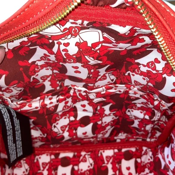 Disney Loungefly Alice in Wonderland Ace Queen of Hearts Mini Backpack Red White - Picture 11 of 16